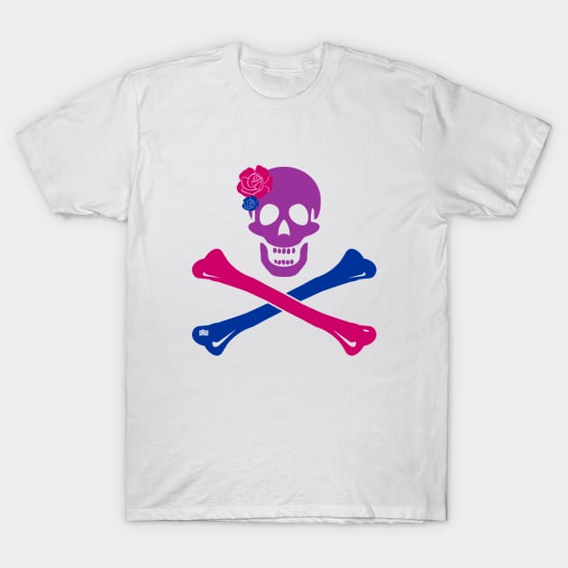 Bi Pride Skull and Crossbones T-Shirt by Daniela A. Wolfe Designs